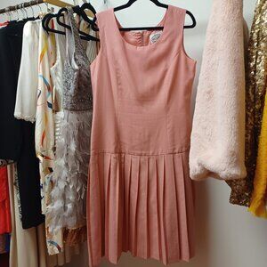 Vintage Pink Drop Waist Pleated Tennis Dress Size 12